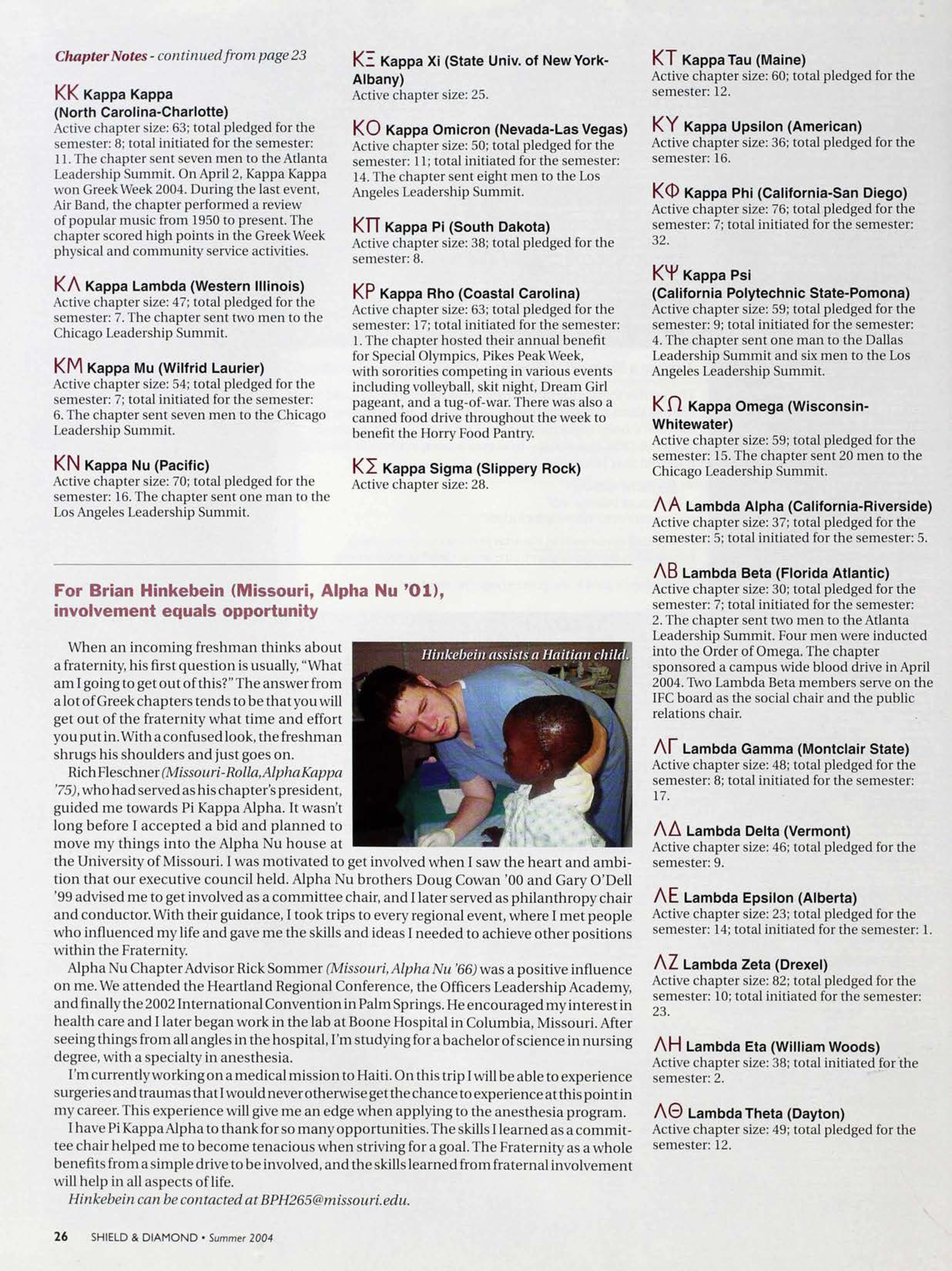 Chapter Notes: Pike's Winning Chapters, Continued